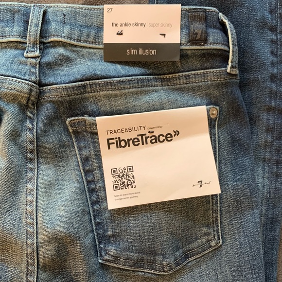 NWT 7 for All Mankind Slim Illusion Traceable Ankle Skinny With Cut Hem Kent 27 - Picture 8 of 11